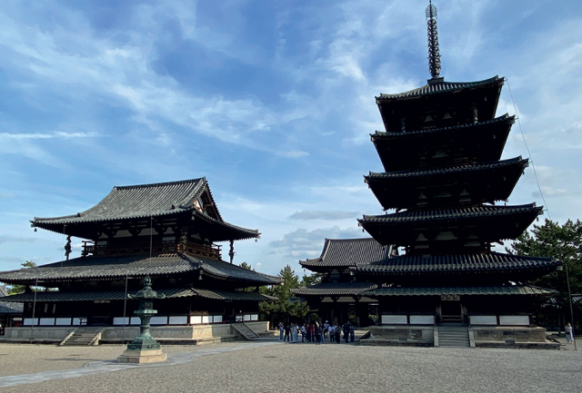 The Hōryūji temple in Nara, established in 607, the oldest wooden buildings in the world. Photograph: Andy Hutchenson
