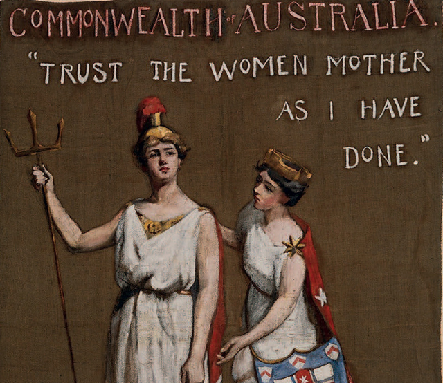 The women’s suffrage 'Australia banner', created by Dora Meeson Coates in 1908