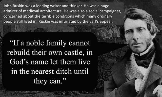 John Ruskin on the Earl of Warwick's appeal for funds to rebuild Warwick Castle