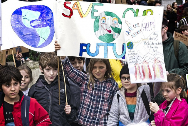 Global Climate Strike in London on Friday 15th March 2019. Photo by Gary Knight on Flickr Commons