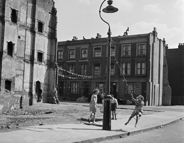 Children playing in a London bomb site
