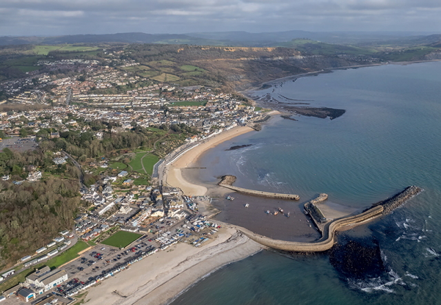 Aerial view of the Cobb, Lyme Regis