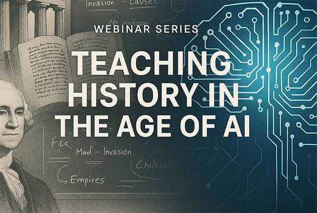 Images generated by Copilot and ChatGPT to illustrate the webinar series 'Teaching history in the age of AI'