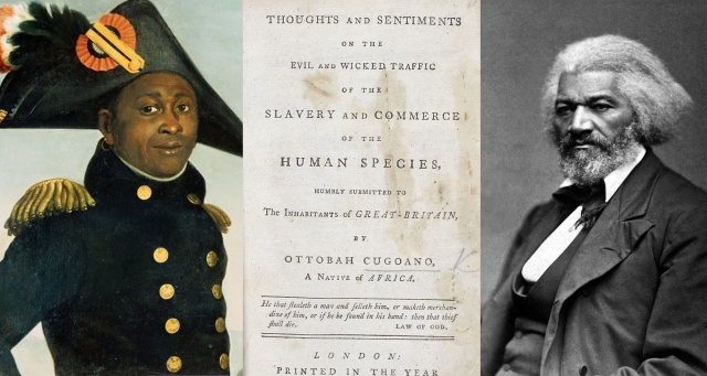 Toussaint Louverture, Title page of Thoughts and Sentiments on the Evil and Wicked Traffic of the Slavery and Commerce of the Human Species (1787) & Frederick Douglass